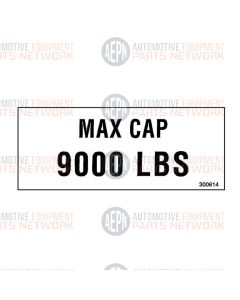 Max Cap 9000 lbs. Decal | BH-7077-61E | SVI Exclusive